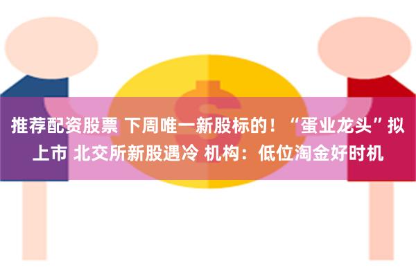 推荐配资股票 下周唯一新股标的！“蛋业龙头”拟上市 北交所新股遇冷 机构：低位淘金好时机